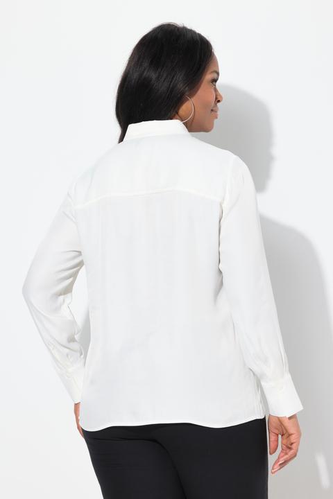 Actual product image Ulla Popken Botanical Print Long Sleeve Button Down Satin Blouse (58, 60)