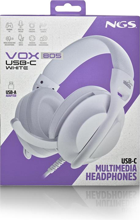 Actual product image NGS VOX805 USB-C WHITE (ANC, Cable)