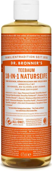 Actual product image Dr. Bronner's 18-IN-1 Tea tree (Liquid soap, 475 ml)