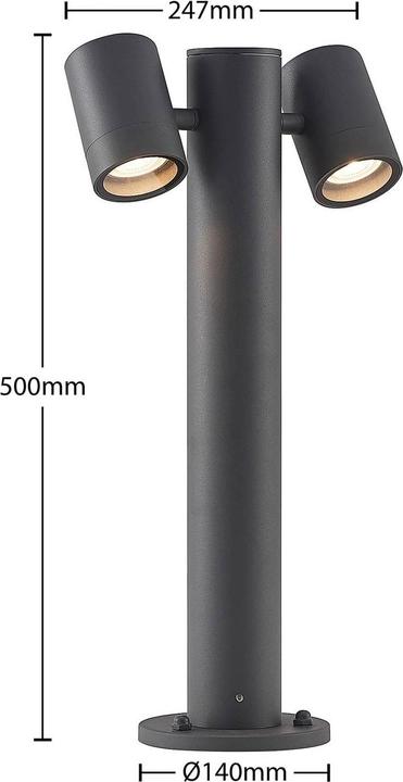 Produktbild Lucande Maloney 2 Garten Leuchte H50 Dark Grey (GU10, IP54)