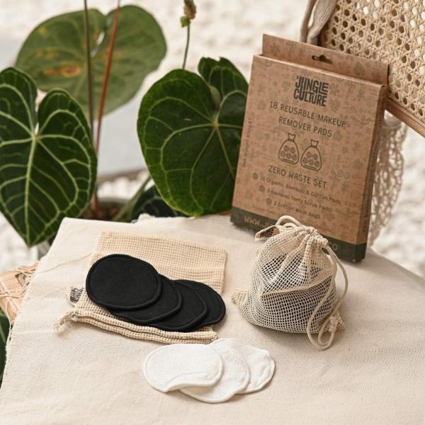 Actual product image Jungle Culture Reusable make-up remover pads with 18 pads (Make up set)