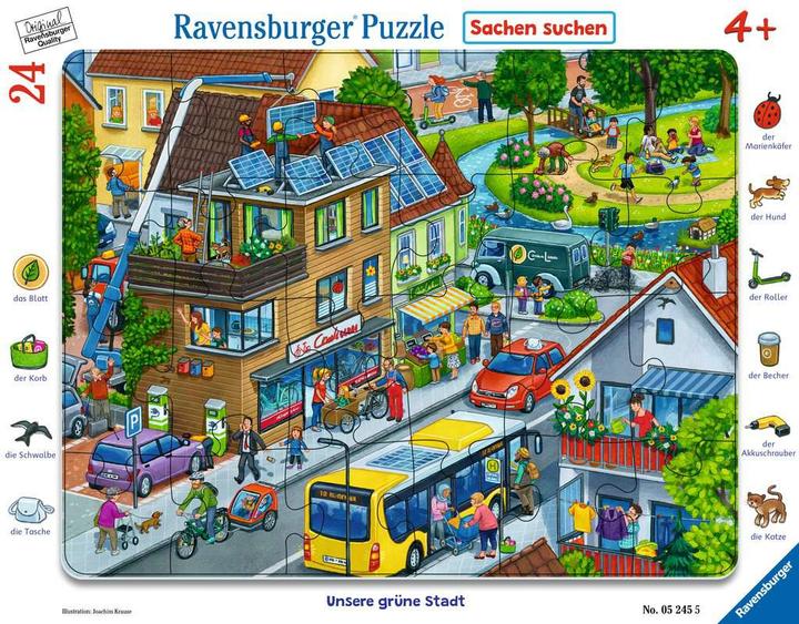 Productafbeelding Ravensburger Kinderpuzzel - Onze groene stad - 24 stukjes kaderpuzzel voor kinderen vanaf 4 jaar met (24 onderdelen)