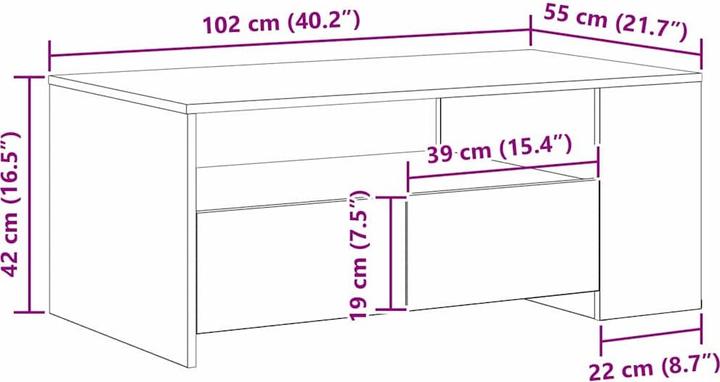 Image du produit vidaXL Moderner Couchtisch (102 x 55 x 43.50 cm)