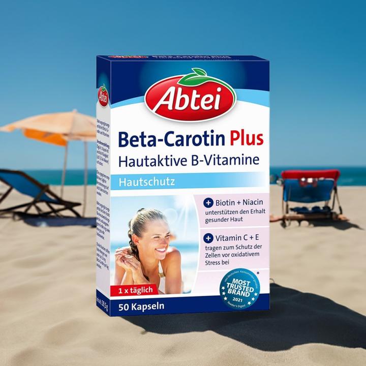 Immagine prodotto Abtei Beta-carotene più vitamine B attive per la pelle in capsule, 50 capsule (50 Pezzo/i, Pillole)