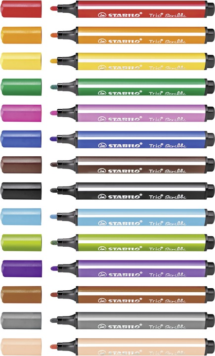 Actual product image STABILO Trio Scribbi Spring-loaded triangular felt-tip pen (Multicoloured, 14 x)