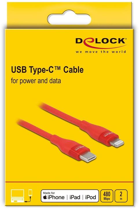 Image du produit Delock Câble USB rouge USB C - USB C 2 m (2 m, USB 2.0)