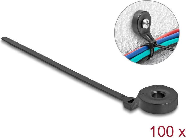 Immagine prodotto Delock Kabelbinder mit Befestigungsöse L 180 x B 6 mm schwar (Fascette in plastica, 180 mm, 100 pz.)