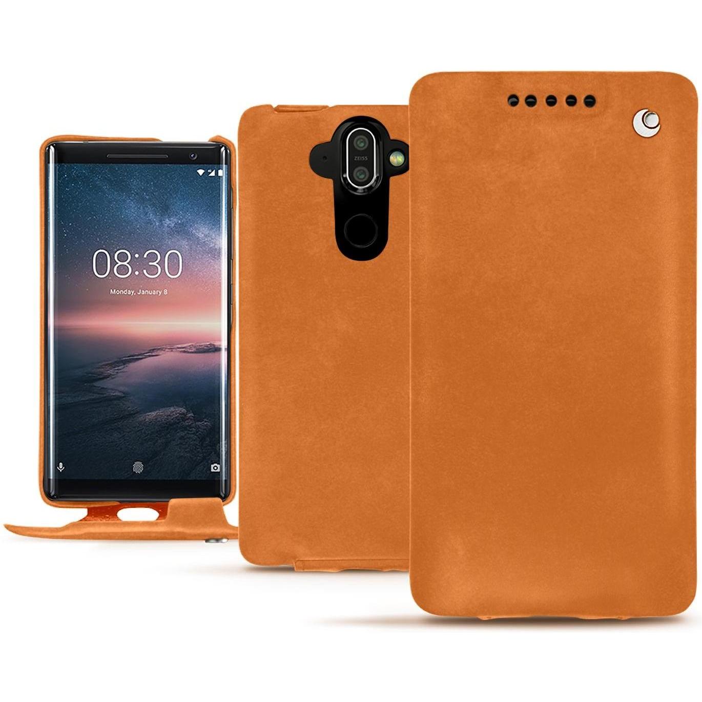 Noreve Lederschutzhülle vertikal (Nokia 8 Sirocco), Smartphone Hülle, Orange