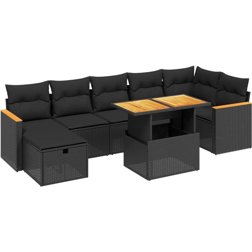 VidaXL, Gartenlounge, 5-tlg. Garten-Sofagarnitur mit Kissen Schwarz Poly Rattan