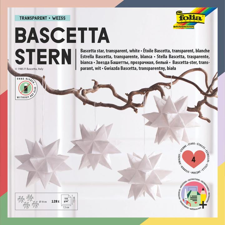 Produktbild Folia Faltblätter Bascetta-Stern Mini weiss (115 g/m², 128 x)
