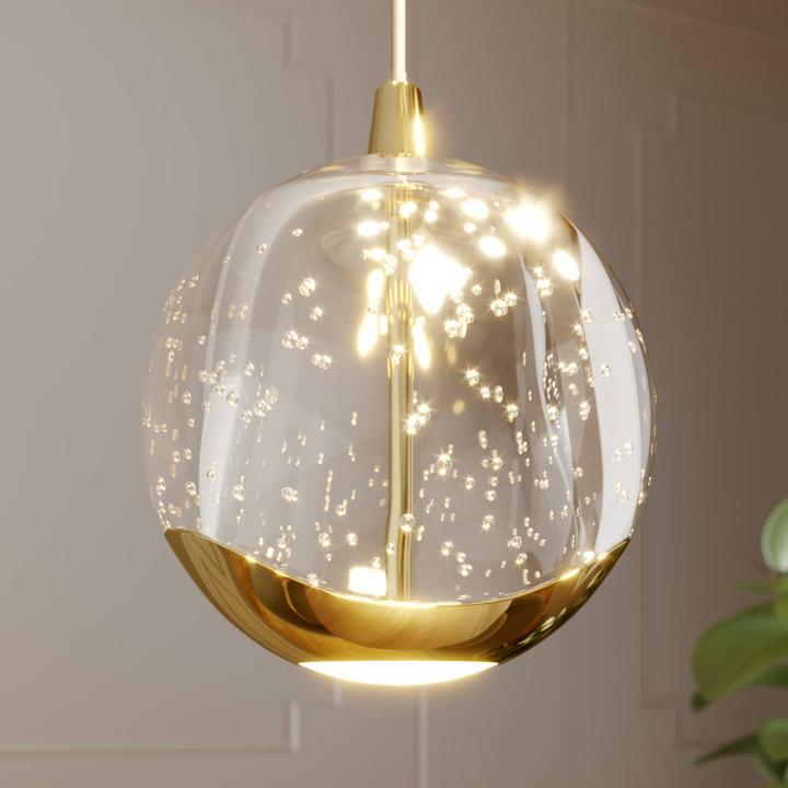 Actual product image Lucande Hayley 9 pendant light Clear/Gold (2610 lm)