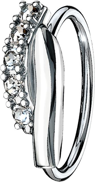Image du produit Star Piercing Micro piercing anneau argenté double barre torsadée avec cristaux argentés (Laiton, Acier chirurgical 316L)