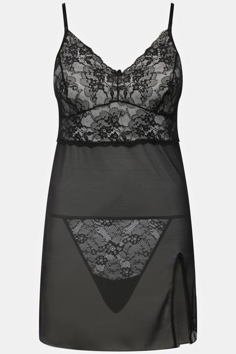 Immagine prodotto Ulla Popken Set con négligé e perizoma con pizzo e mesh (54)