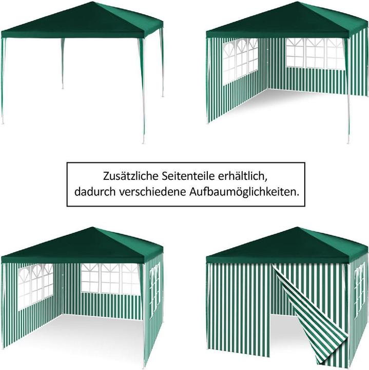 Actual product image VCM Pavillon Partyzelt 3x3m grün weiss wasserdicht 4 Seitenteile Gartenzelt Eventzelt (300 cm, 300 cm)