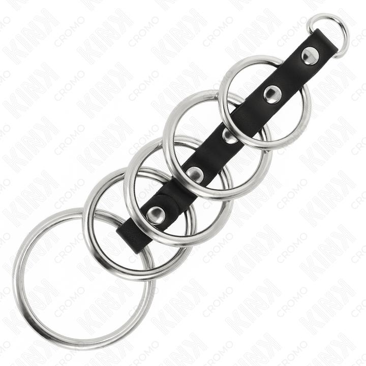 Actual product image Kink 5 Metal Penis Rings 3.2 cm To 5 cm Connected By Leather (3.20 cm)