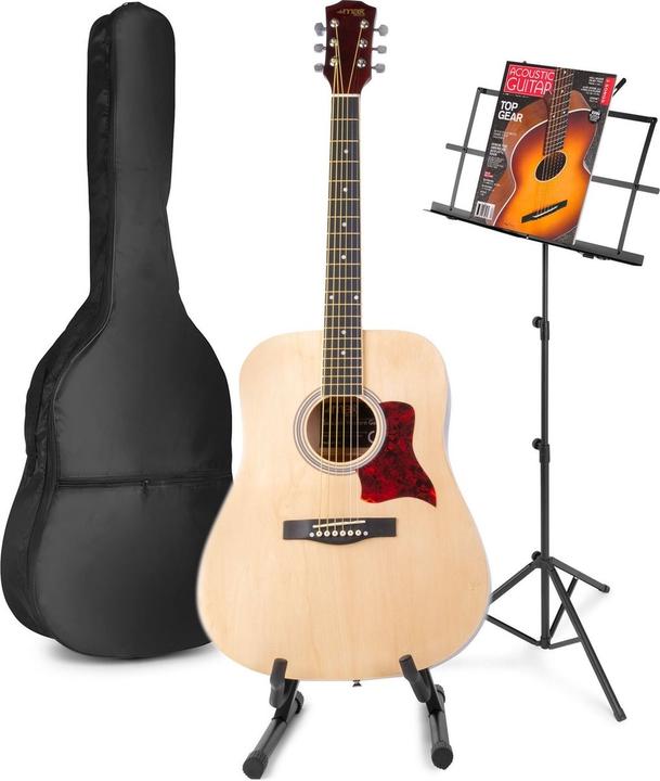 Actual product image Max Music Acoustic guitar for beginners - Solojam Western guitar - incl.Guitar Standard, Music Standard, G (Acoustic guitar, Lindehout, Maple wood)