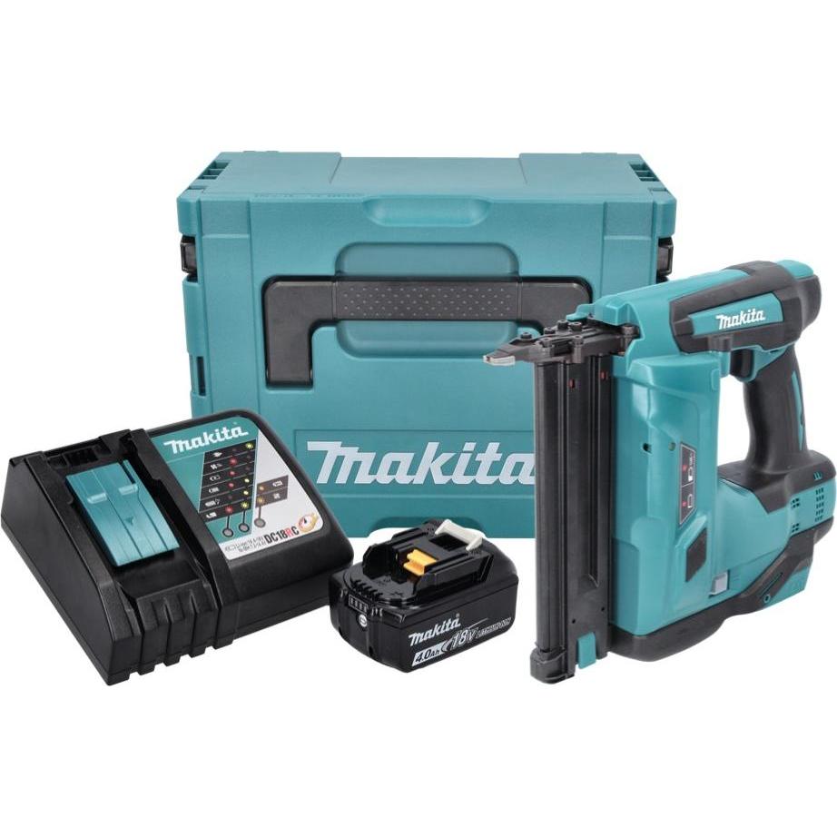 Thumbnail - Makita, Tacker + Nagelpistole, DBN 500 RM1J Akku Stauchkopfnagler 15-50 mm 90° 18 V mit 1x 4,0 Ah Akku und Ladegerät im ...