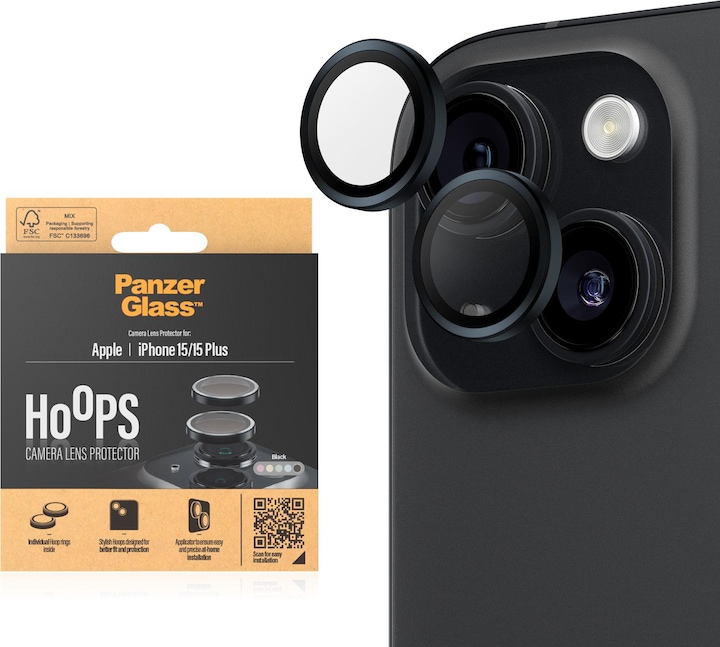 Actual product image PanzerGlass Hoops Camera Lens Protector (1 Piece, Apple iPhone 15, Apple iPhone 15 Plus)