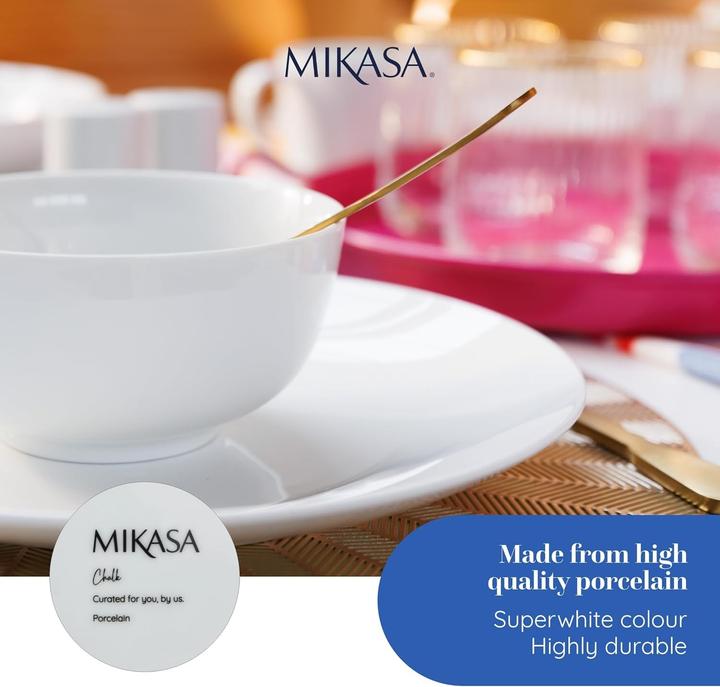 Actual product image Mikasa Chalk 12-Piece Porcelain Dinner Set, White (12 pcs.)
