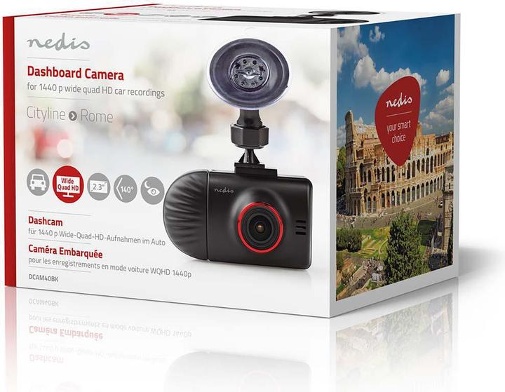 Produktbild Nedis Cityline Rome, Dual Dashcam 1440p, 2.3" (Eingebaute Anzeige, Eingebautes Display, Bluetooth, Nachtsicht, GPS-Empfänger, Beschleunigungssensor, Eingebautes Mikrofon, HD)