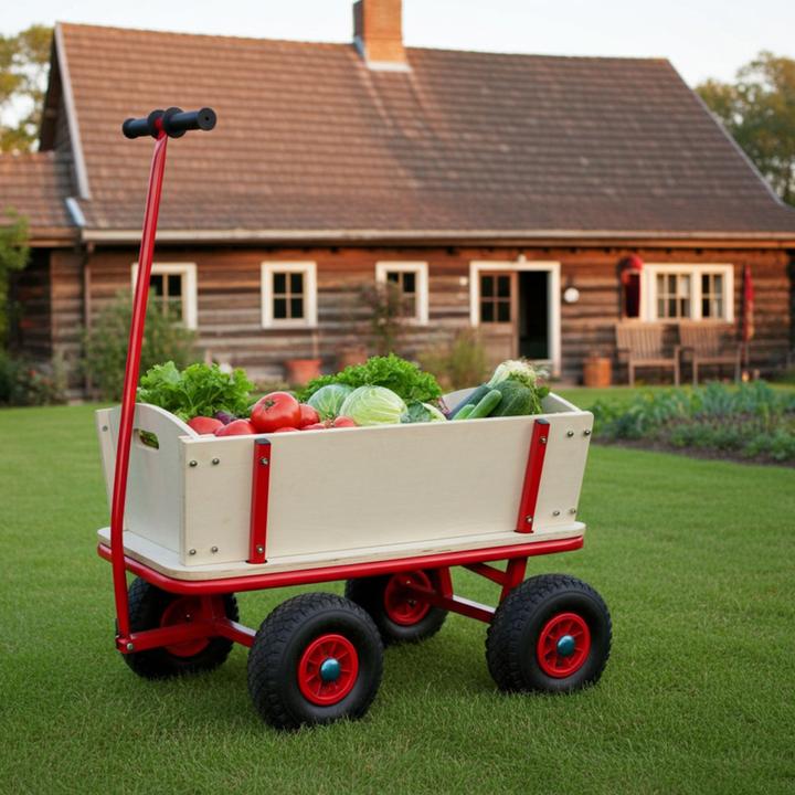 Produktbild Westerholt Bollerwagen aus Holz, Luftreifen, 100kg Tragkraft