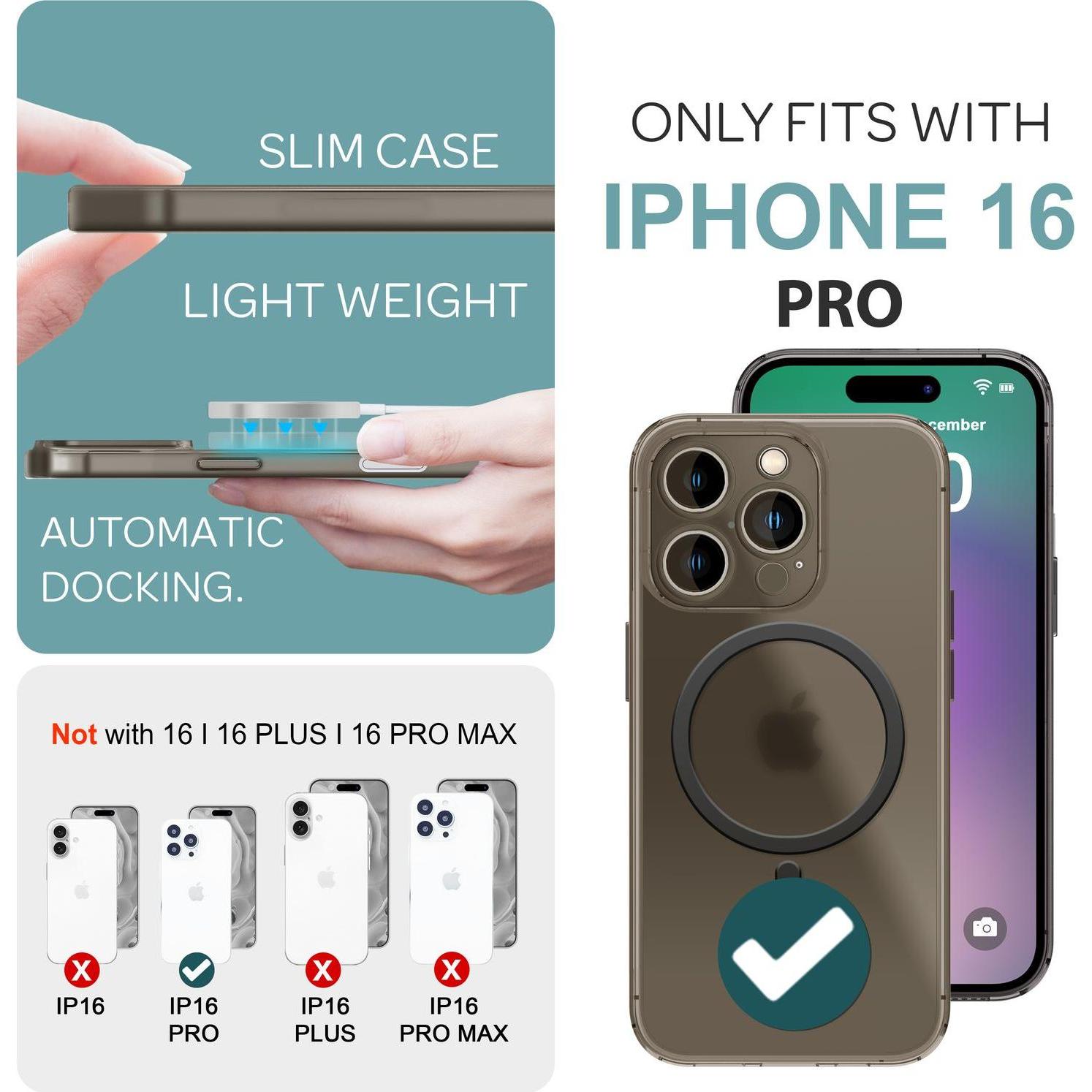 Thumbnail - Nalia Extrem Dünnes 0,3mm Hard-Case mit MagSafe, Matte Hülle (Apple iPhone 16 Pro), Smartphone Hülle, Grau