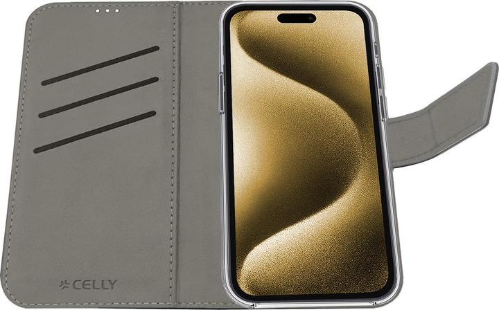 Actual product image Celly Faux leather wallet cover black for (Apple iPhone Air)