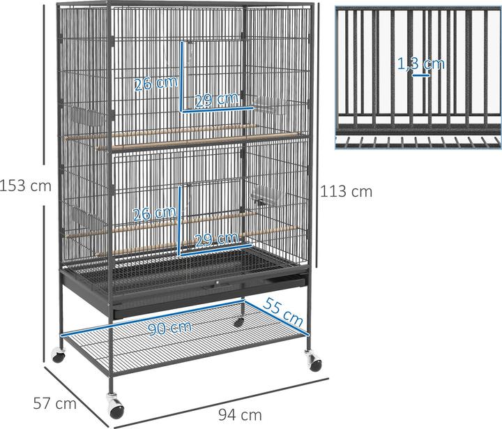 Actual product image PawHut Bird cage with castors