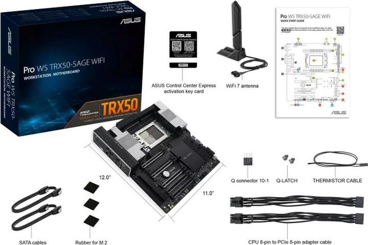 Image du produit ASUS MB PRO WS TRX50-SAGE WIFI (AMD,TRX50,DDR5,CEB) (sTR5, AMD TRX50, E-ATX)