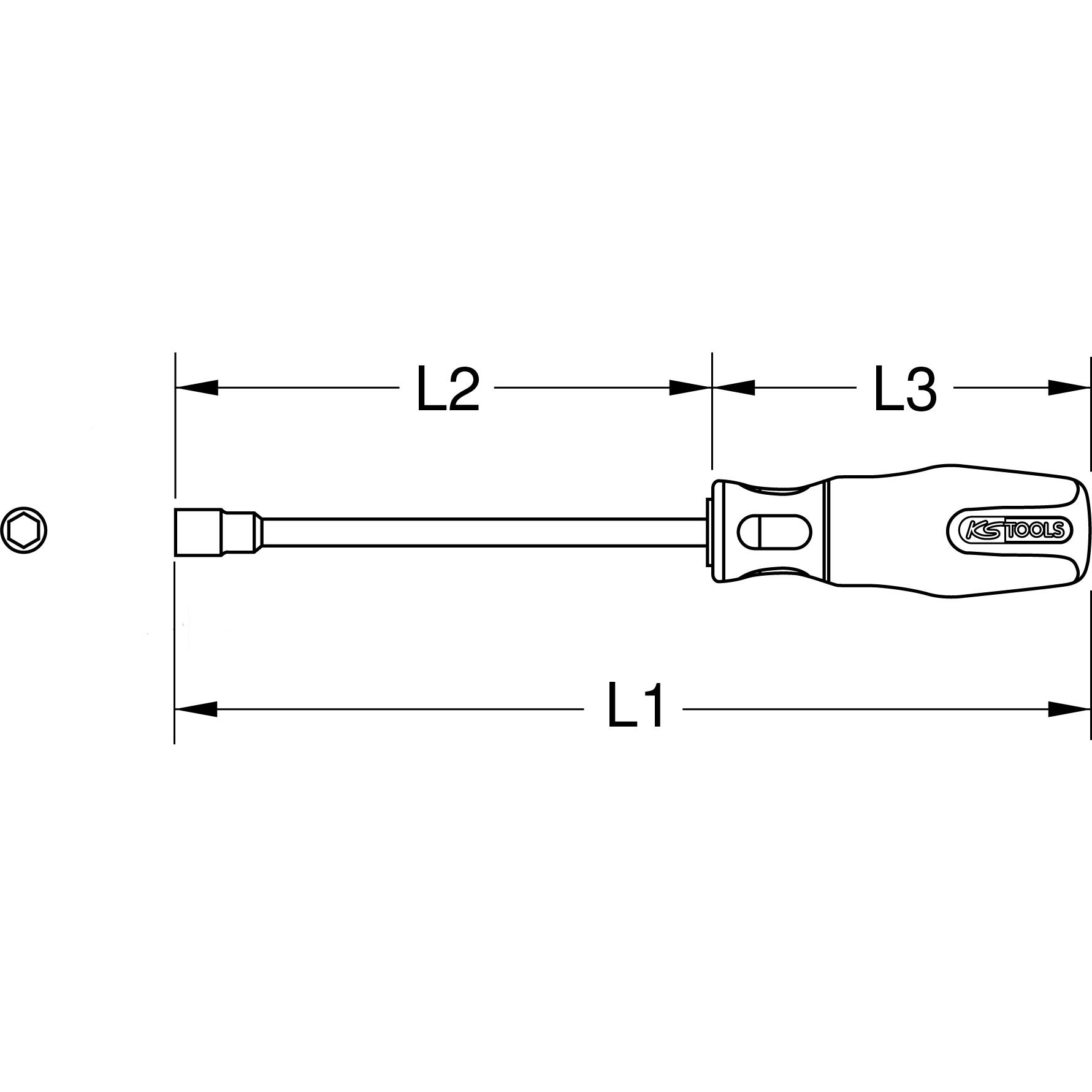 Thumbnail - KS Tools, Schraubenzieher, BERYLLIUM Stecknuss-Schraubendreher 6-kant 7 mm 9 (6-Kant)