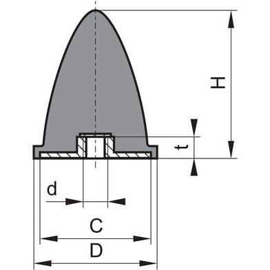 Magni, Möbelgleiter + Schutzpuffer, Gummi Anschlag Puffer GP EP 30x36 M8