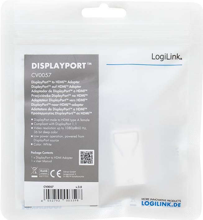 Immagine prodotto LogiLink DisplayPort su HDMI (HDMI, 6.40 cm)