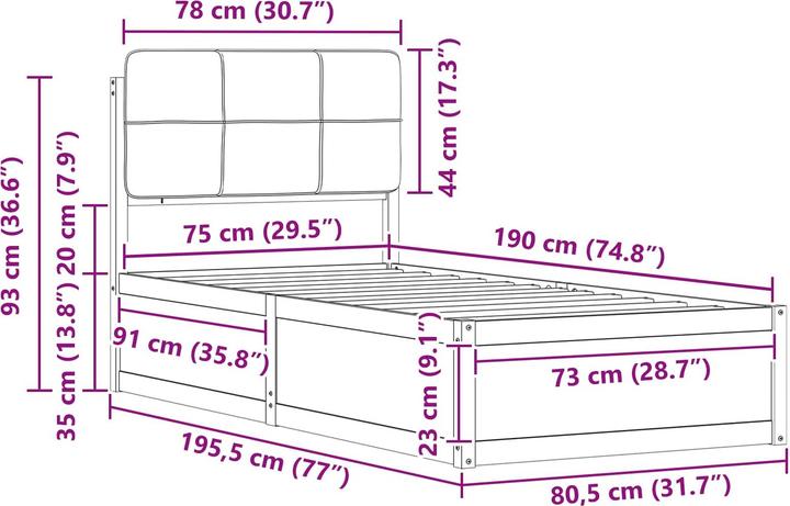 Image du produit vidaXL Moderner Bettrahmen (75 x 190 cm)
