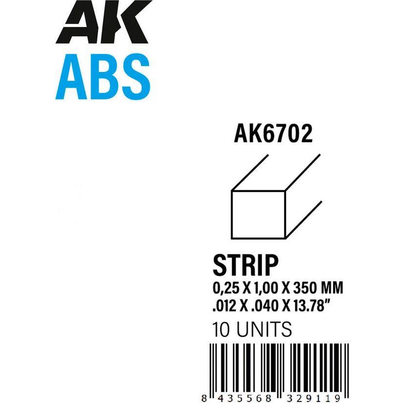 AK Interactive Strips 0.25 x 1.00 x 350mm - ABS STRIP