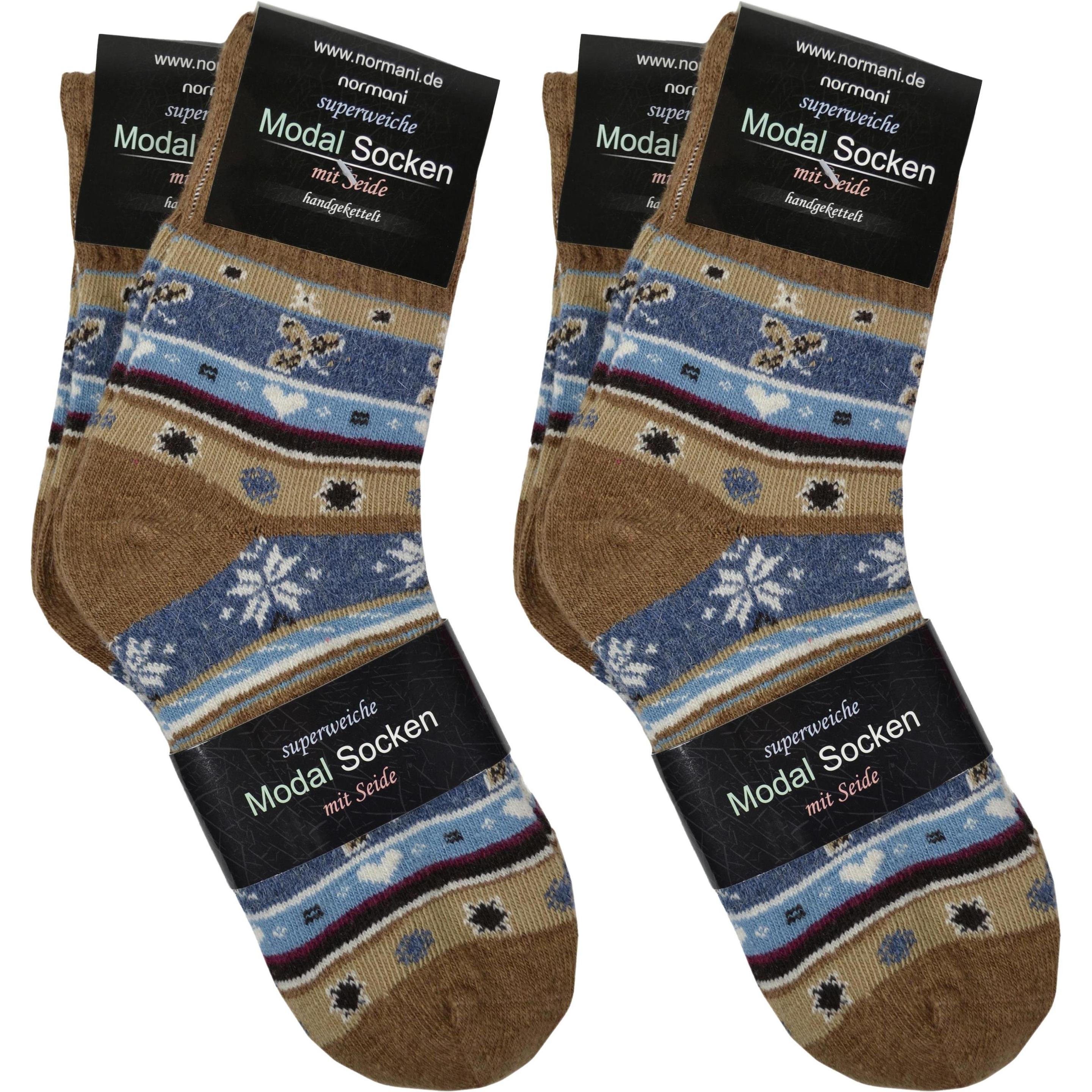 Thumbnail - Normani, Herren, Socken, 4 Paar Edelsocken mit Seide und Modal, Braun, (4er Pack, 39 - 42)