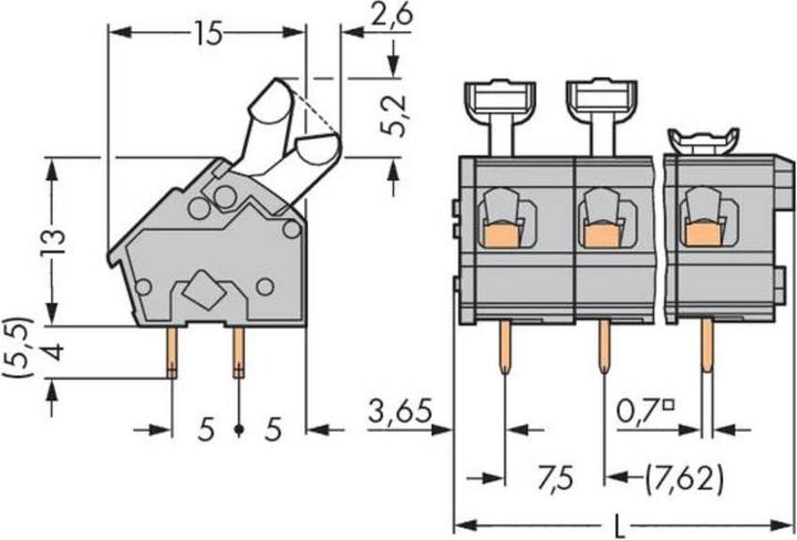 Produktbild Wago 256-503/000-009/999-950 Ex e II-Klemmenleiste fÃ¼r Leiterplatten 0,5-2,5 qmm