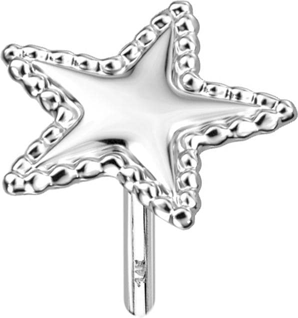 Produktbild Star Piercing Threadless 14k weissgold Stern mit Kugelrand (14k Gold, ohne Messing)