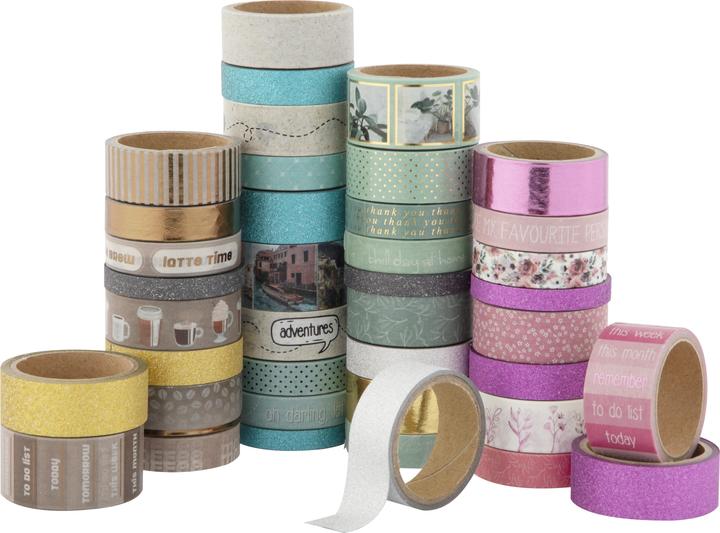 Grafix Washi Tape im Vorratsbehälter, 40 Stück