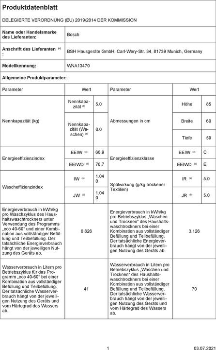 Produktbild Bosch Hausgeräte WNA13470