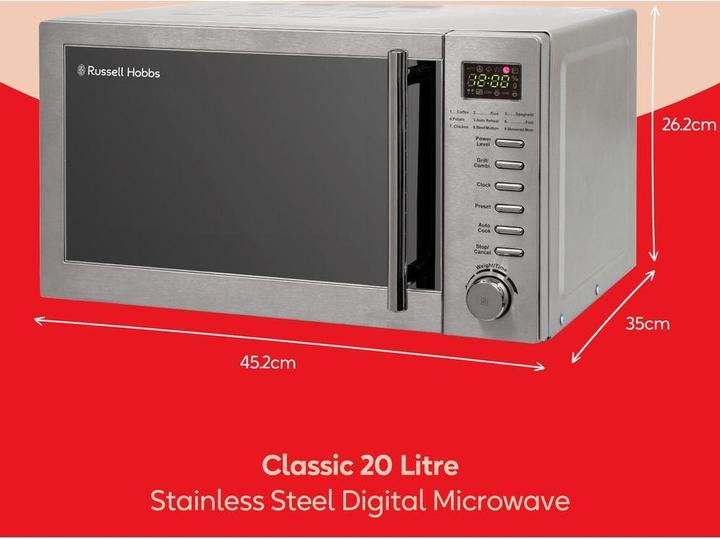 Image du produit Russell Hobbs RHM2031 – 20-Liter-Digitale Mikrowelle mit Grill, Edelstahl (20 l)