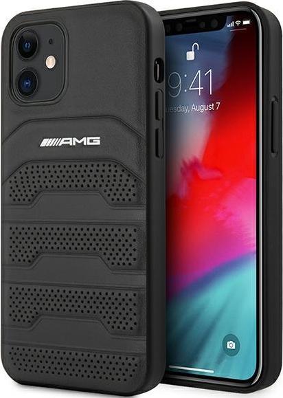 Immagine prodotto Mercedes AMG AMHCP12SGSEBK Custodia rigida per iPhone 12 mini da 5,4" in pelle nera con linee in rilievo (Apple iPhone 12 mini)