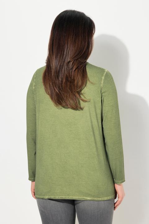 Immagine prodotto Ulla Popken Maglia con tintura a freddo, cuore di paillettes, scollo a V e maniche lunghe (46, 48)