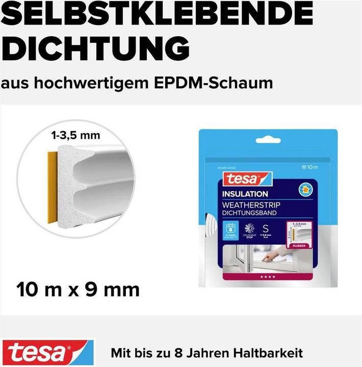 Produktbild tesa tesamoll CLASSIC E-Profil Fensterdichtung, Gummidichtung zum Isolieren