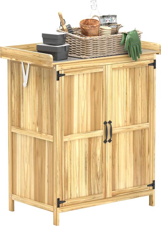 Produktbild Outsunny Gartenschrank Tannenholz, Edelstahl Naturholz