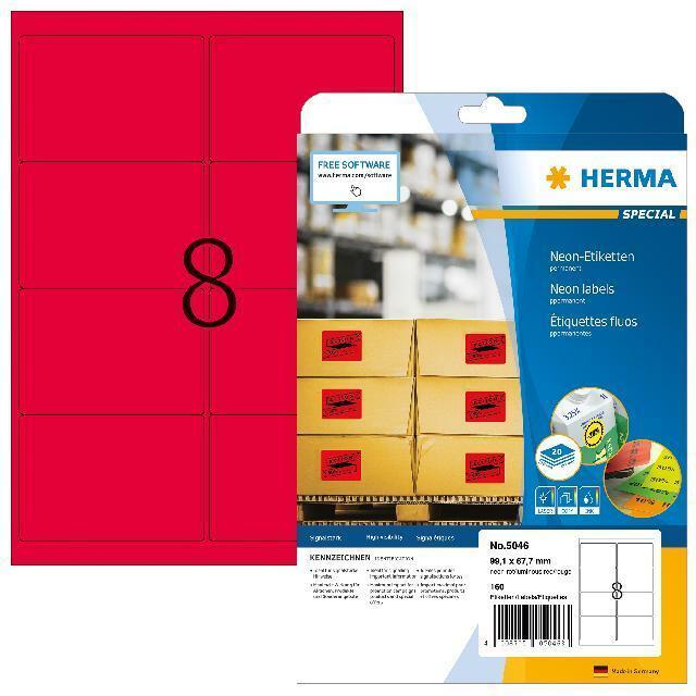 Produktbild HERMA Neon Etiketten A4