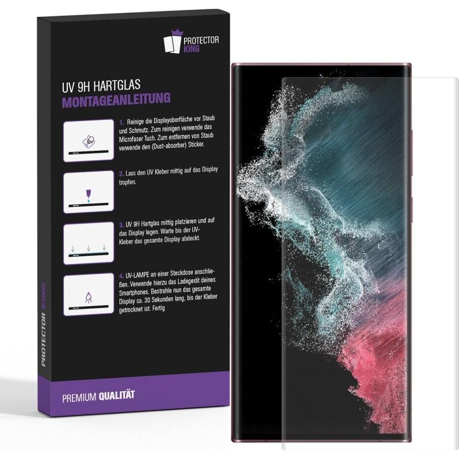 Thumbnail - Protectorking 2x UV Liquid Echtes Tempered 9H Panzerhartglas 3D KLAR (2 Stück, Samsung Galaxy S22 Ultra), Smartphone Sch...