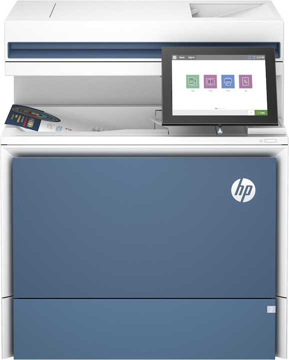 Actual product image HP Color LaserJet Enterprise MFP X58045dn printer, print, copy, scan, fax (optional), autoload, print (Laser, Colour)