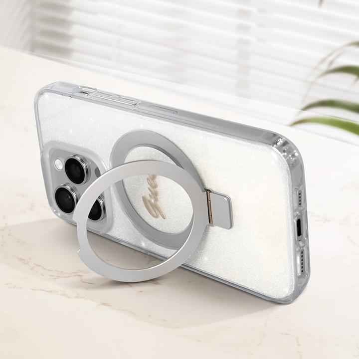 Produktbild Guess GUHMP15XHRSGSD iPhone 15 Pro Max 6.7" przezroczysty/transparent hardcase Ring Stand Script Gli (Apple iPhone 15 Pro Max)