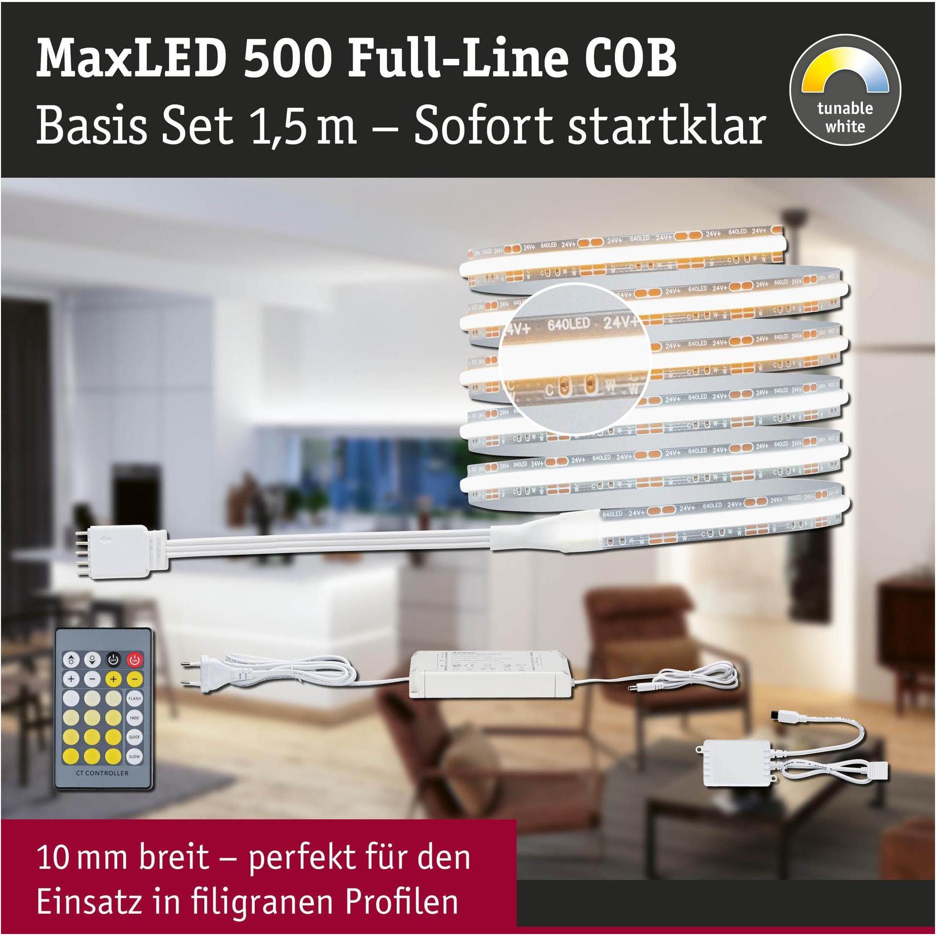 Thumbnail - Paulmann, LED Streifen, MaxLED 500 Full-Line COB Stripe Set (Weiss, 150 cm, Indoor)