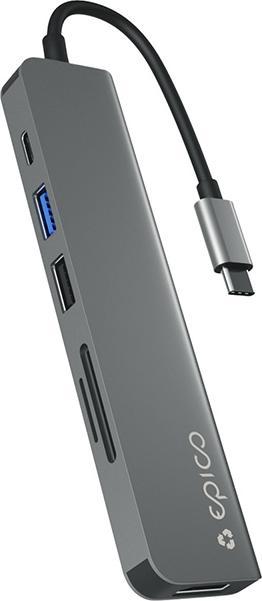 Epico Resolve Aluminium Hub 6in1 8K grey (USB-C, 6 Ports)